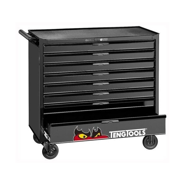 Roller Cabinet Tool Box Workstation, 8 Drawer, Black, 37 in W